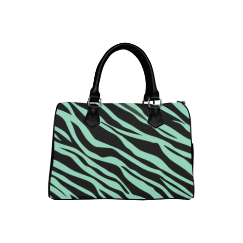 Mint Green Zebra Stripes Boston Handbag (Model 1621)