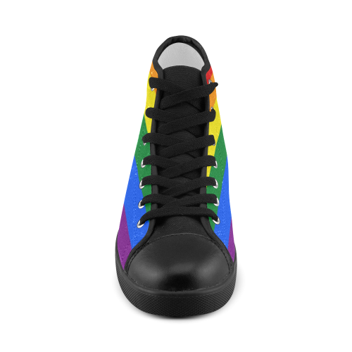 Gay Pride Rainbow Flag Stripes Women's High Top Canvas Shoes (Model 002)