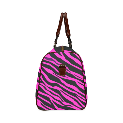 Hot Pink Zebra Stripes Waterproof Travel Bag/Large (Model 1639)