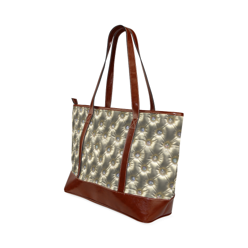 Golden Upholstery Leather-Look Tote Handbag (Model 1642)