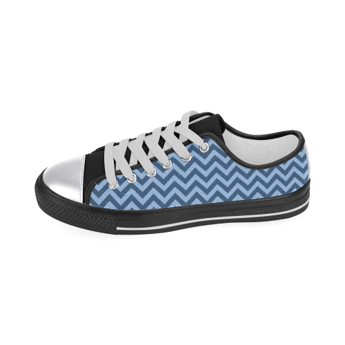 Chevron ZigZag black & white transparent Women's Classic Canvas Shoes (Model 018)