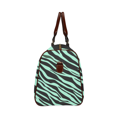 Mint Green Zebra Stripes Waterproof Travel Bag/Small (Model 1639)