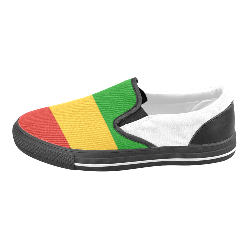 Rastafari Flag Colored Stripes Women's Unusual Slip-on Canvas Shoes (Model 019)