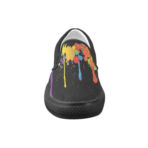 Crazy multicolored running SPLASHES Women's Unusual Slip-on Canvas Shoes (Model 019)