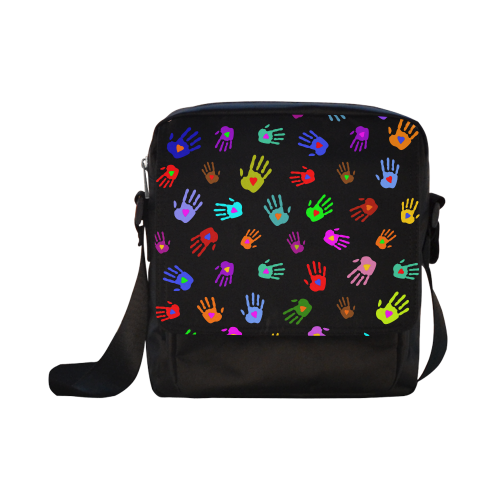 Multicolored HANDS with HEARTS love pattern Crossbody Nylon Bags (Model 1633)