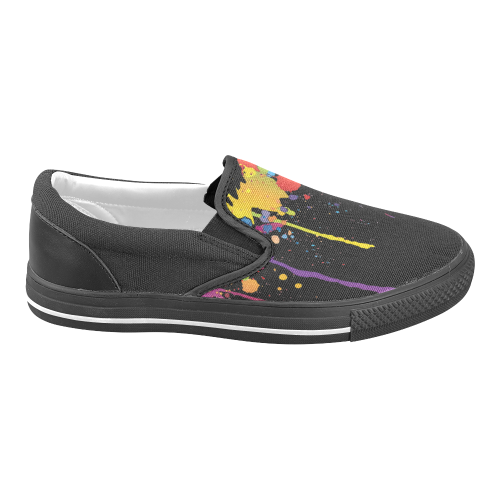 Crazy multicolored running SPLASHES Women's Unusual Slip-on Canvas Shoes (Model 019)