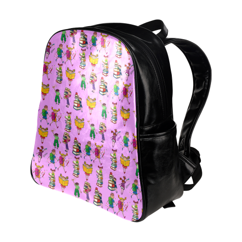 School Book Kids - Pink Multi-Pockets Backpack (Model 1636)