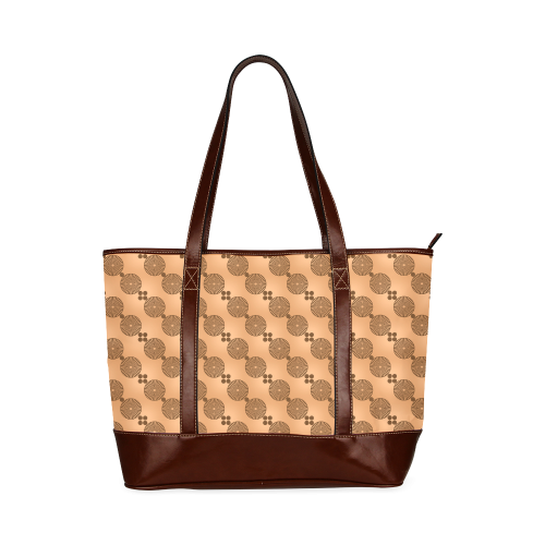Brown Chocolate Wheels Pattern Tote Handbag (Model 1642)