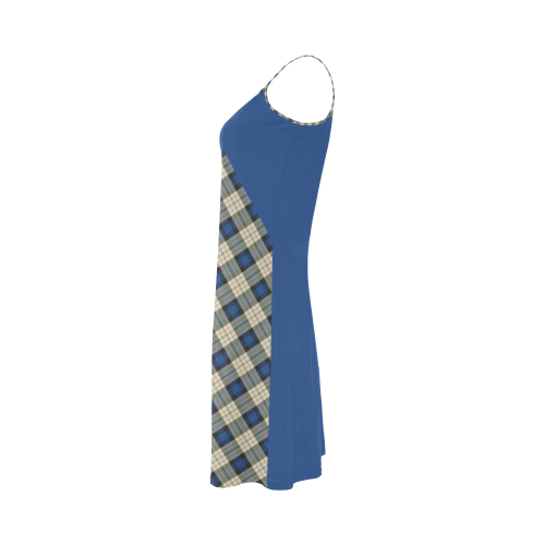 Classic Tartan Squares Fabric - blue beige Alcestis Slip Dress (Model D05)