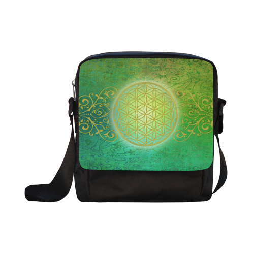 Symbol FLOWER OF LIFE vintage gold green Crossbody Nylon Bags (Model 1633)