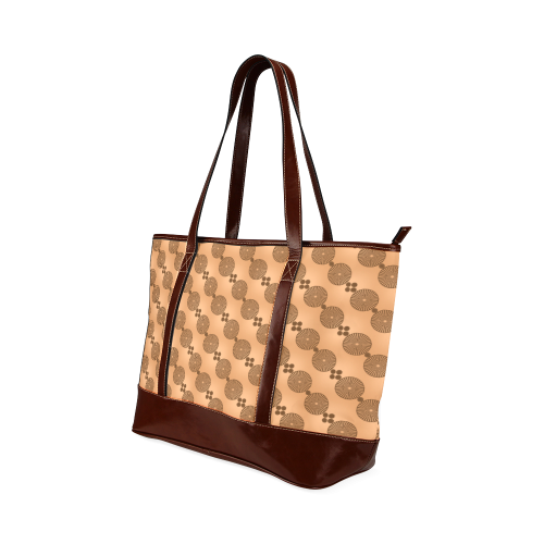 Brown Chocolate Wheels Pattern Tote Handbag (Model 1642)