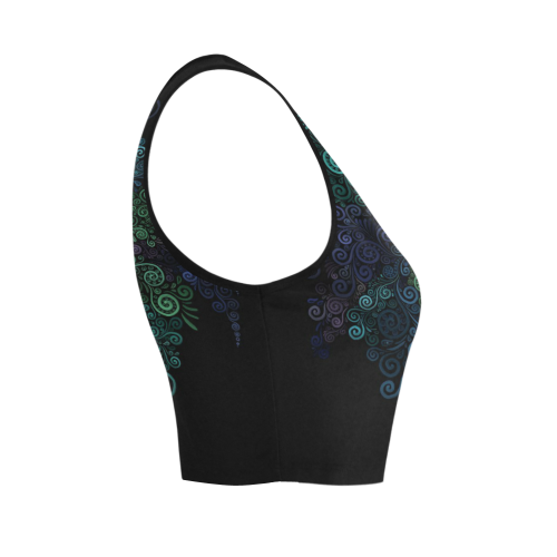 Turquoise 3D Rose Women's Crop Top (Model T42)