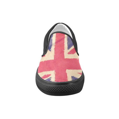 British UNION JACK flag grunge style Women's Unusual Slip-on Canvas Shoes (Model 019)