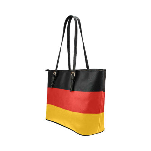 German Flag Colored Stripes Leather Tote Bag/Large (Model 1651)
