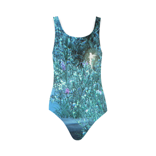 Fairy forest nght swimsuit Vest One Piece Swimsuit (Model S04)