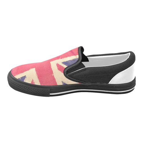 British UNION JACK flag grunge style Women's Unusual Slip-on Canvas Shoes (Model 019)