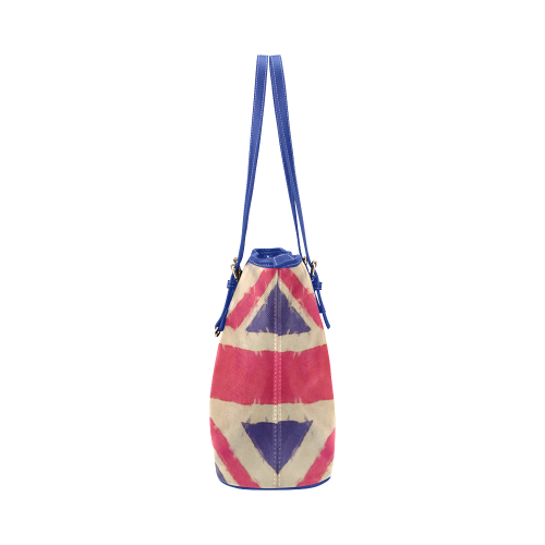 British UNION JACK flag grunge style Leather Tote Bag/Large (Model 1651)