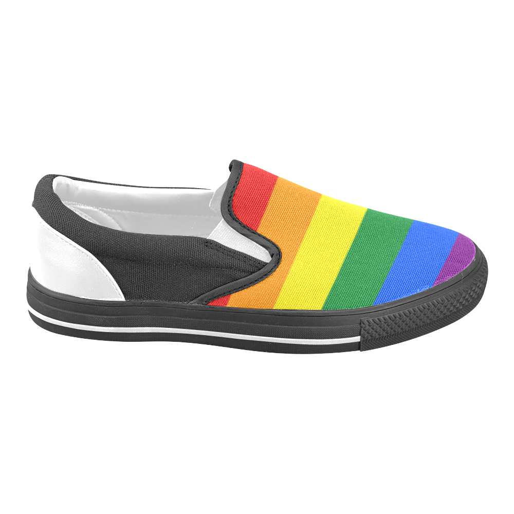 Gay Pride Rainbow Flag Stripes Women's Unusual Slipon Canvas Shoes