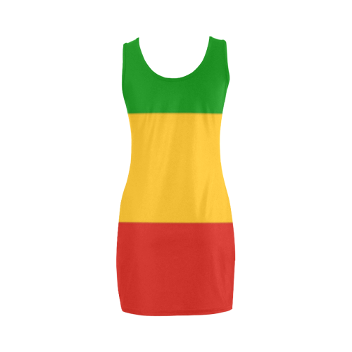 Rastafari Flag Colored Stripes Medea Vest Dress (Model D06)