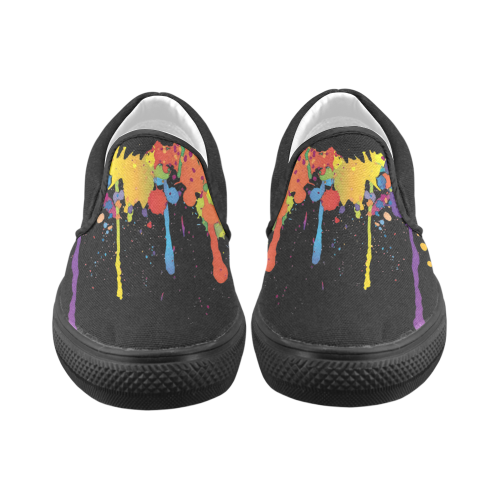 Crazy multicolored running SPLASHES Women's Unusual Slip-on Canvas Shoes (Model 019)