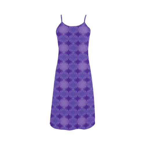 FLOWER OF LIFE stamp pattern purple violet Alcestis Slip Dress (Model D05)