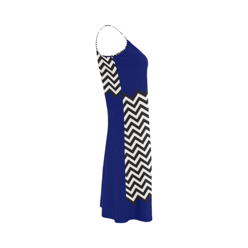 HIPSTER zigzag chevron pattern black & white Alcestis Slip Dress (Model D05)