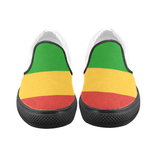 Rastafari Flag Colored Stripes Women's Unusual Slip-on Canvas Shoes (Model 019)