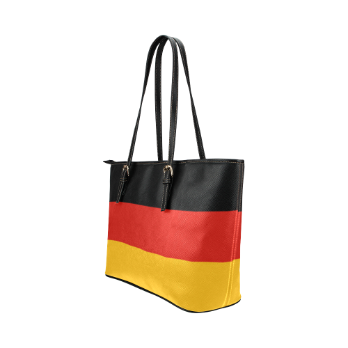 German Flag Colored Stripes Leather Tote Bag/Small (Model 1651)