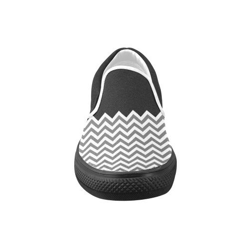 HIPSTER zigzag chevron pattern white Women's Unusual Slip-on Canvas Shoes (Model 019)