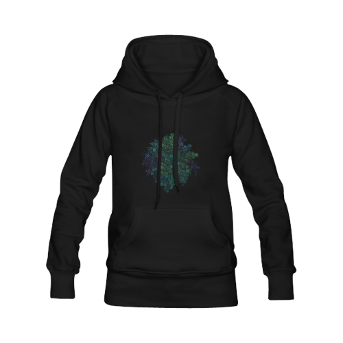 Turquoise 3D Women's Classic Hoodies (Model H07)