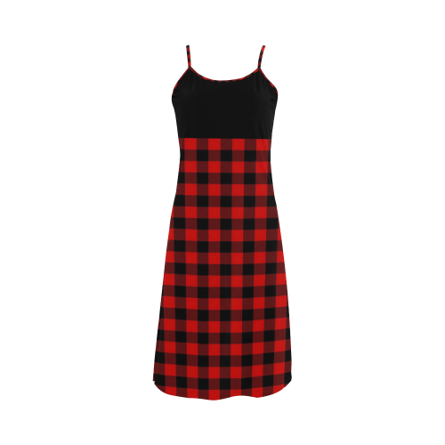 LUMBERJACK Squares Fabric - red black Alcestis Slip Dress (Model D05)