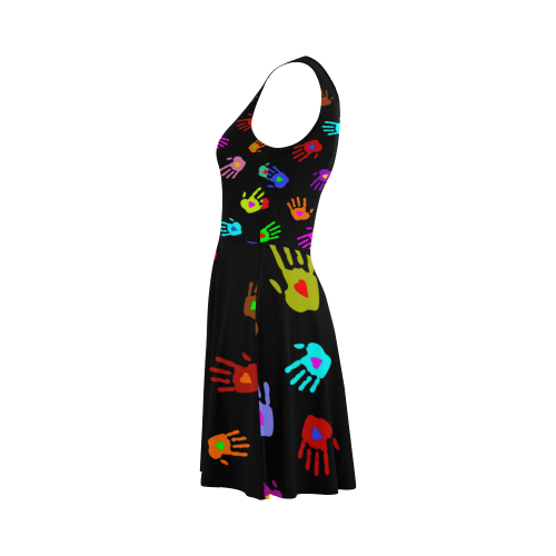 Multicolored HANDS with HEARTS love pattern Atalanta Sundress (Model D04)