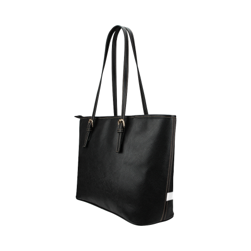 WHITE STRIPE NARROW + Message: Good buy my Love Leather Tote Bag/Large (Model 1651)