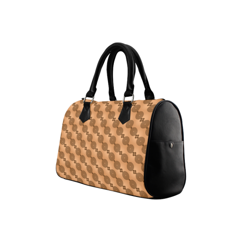 Brown Chocolate Wheels Pattern Boston Handbag (Model 1621)