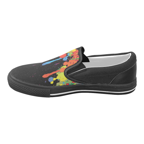 Crazy multicolored running SPLASHES Women's Unusual Slip-on Canvas Shoes (Model 019)