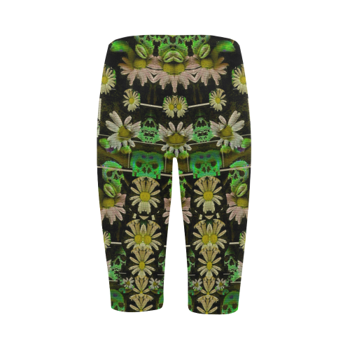 Skull in the fantasy forest popart Hestia Cropped Leggings (Model L03)