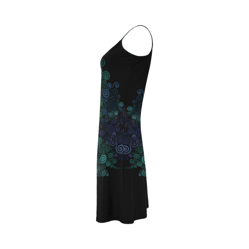 Turquoise , Psychedelic Rose Alcestis Slip Dress (Model D05)