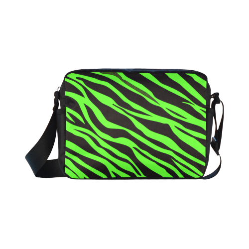 Neon Green Zebra Stripes Classic Cross-body Nylon Bags (Model 1632)