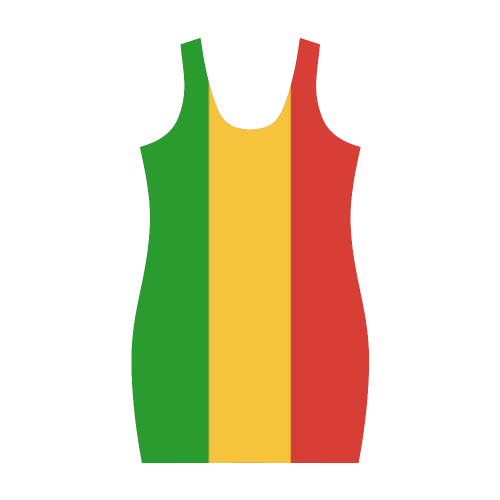 Rastafari Flag Colored Stripes Medea Vest Dress (Model D06)