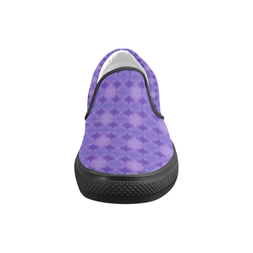 FLOWER OF LIFE stamp pattern purple violet Women's Unusual Slip-on Canvas Shoes (Model 019)