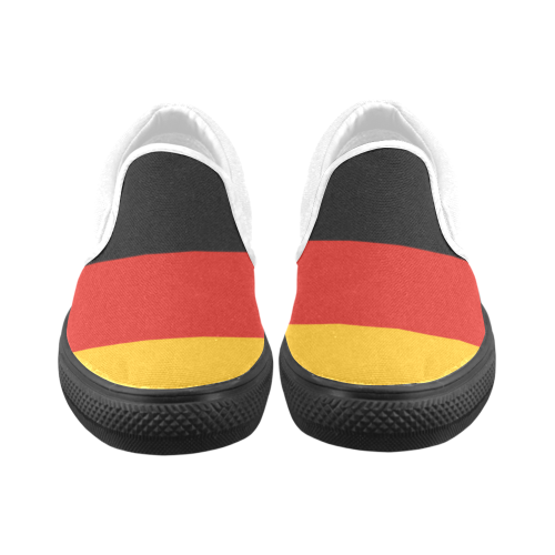 German Flag Colored Stripes Women's Unusual Slip-on Canvas Shoes (Model 019)