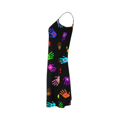 Multicolored HANDS with HEARTS love pattern Alcestis Slip Dress (Model D05)