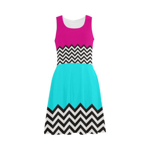 HIPSTER zigzag chevron pattern black & white Atalanta Sundress (Model D04)