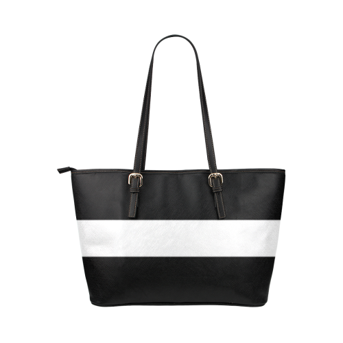 WHITE STRIPE + Message: Good buy my Love Leather Tote Bag/Small (Model 1651)