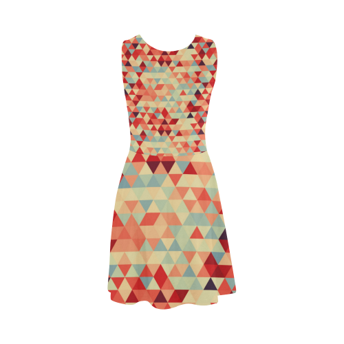 Modern Hipster TRINAGLES pattern red blue beige Atalanta Sundress (Model D04)