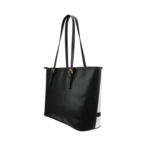 BLACK STRIPE NARROW + Message: Good buy my Love Leather Tote Bag/Large (Model 1651)