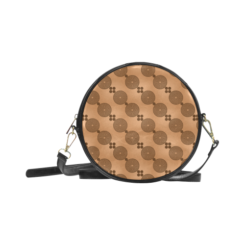 Brown Chocolate Wheels Pattern Round Sling Bag (Model 1647)