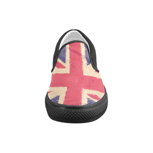 British UNION JACK flag grunge style Women's Unusual Slip-on Canvas Shoes (Model 019)