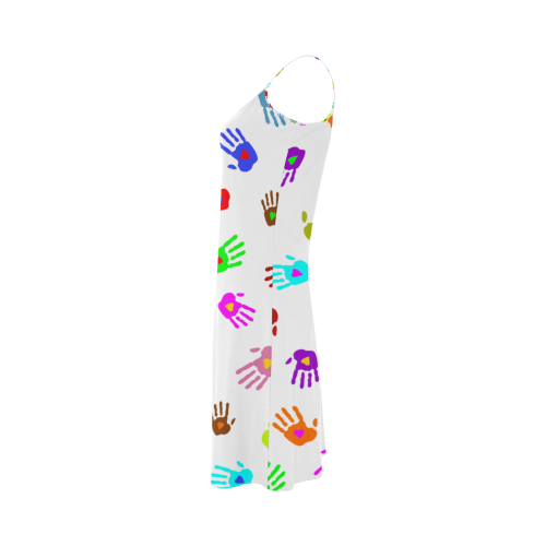 Multicolored HANDS with HEARTS love pattern Alcestis Slip Dress (Model D05)