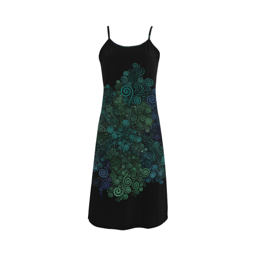 Turquoise , Psychedelic Rose Alcestis Slip Dress (Model D05)